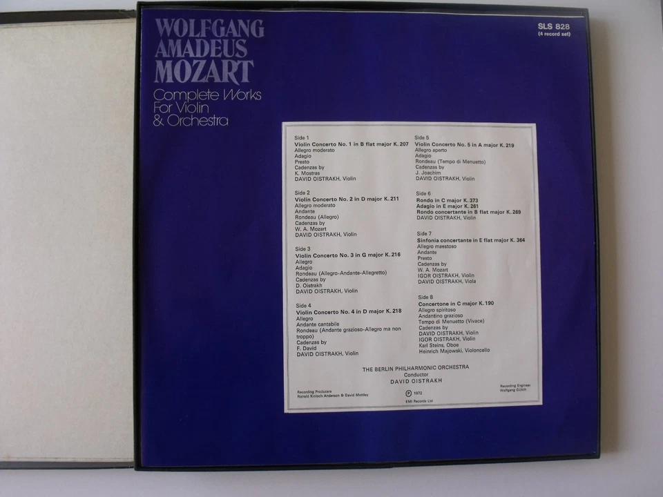 SLS 828 original David Oistrakh plays Mozart violin concerti complete - Image 2 of 4