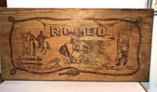 Vintage Wooden Cowboy Rodeo Western Kid's Toy Chest Top Lid