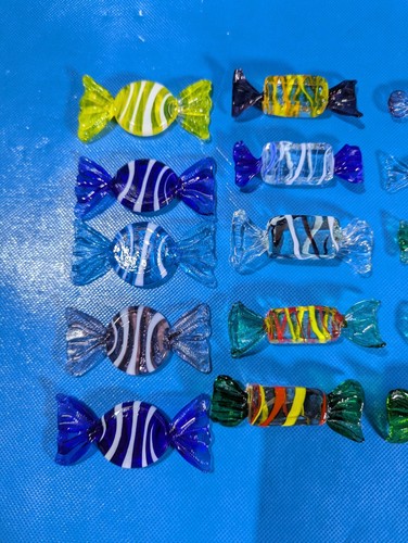 Lote De Colección De 20 Caramelos De Vidrio Artístico Estilo Murano Hechos A Mano - Como Nuevo - Imagen 2 de 6
