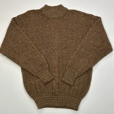 Vintage Jansport Knit Sweater Mens Medium USA Made Speckled Nep Tan Brown Pullo