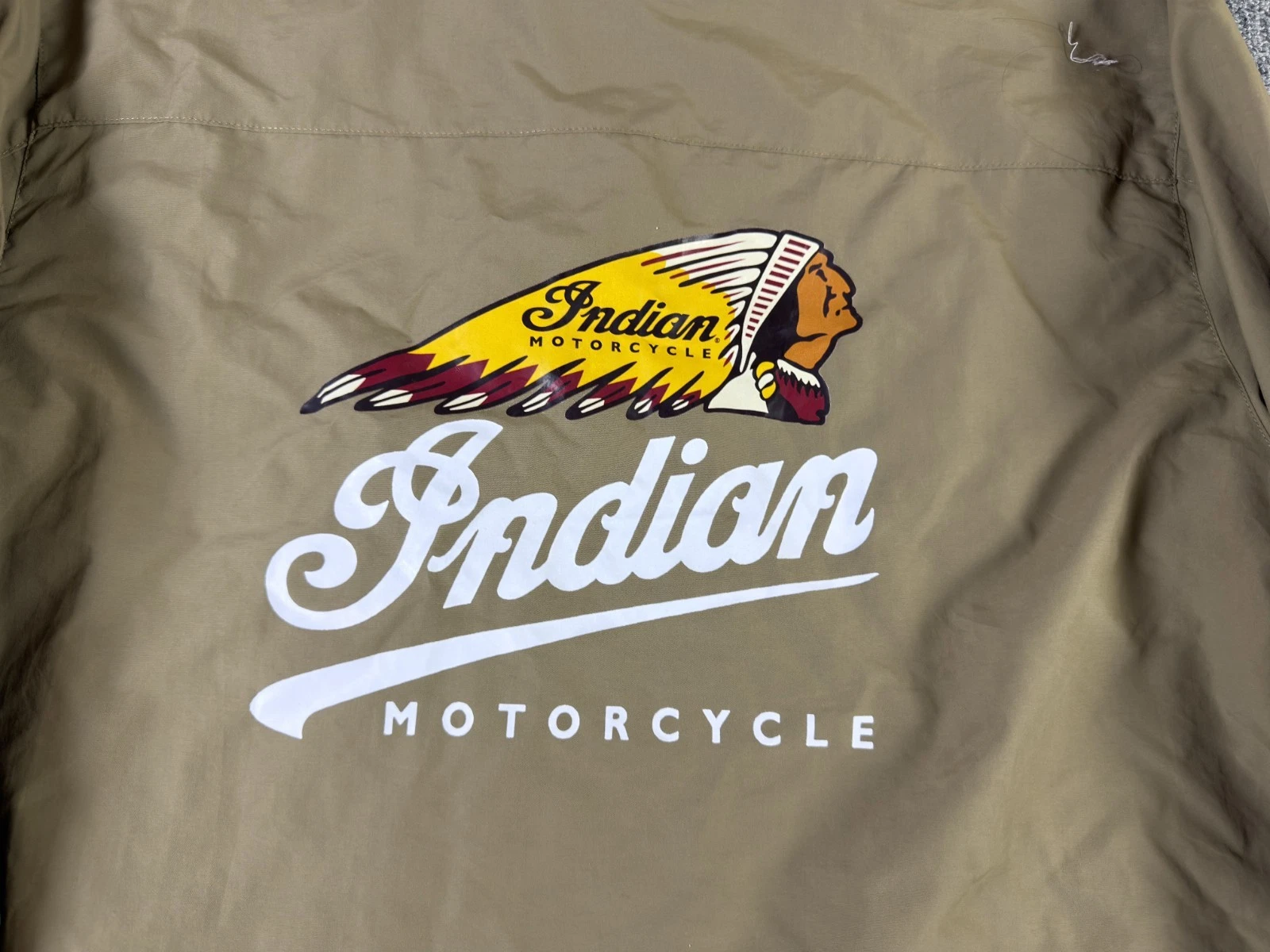 Indian Motorcycle Riders Group Jacket Outdoor Waterproof Size XL Beige Vintage - product detail image 3