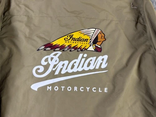 Indian Motorcycle Riders Group Jacket Outdoor Waterproof Size XL Beige Vintage image 3