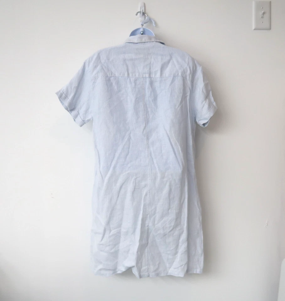 Tahari 100% Linen Shirt Dress Size Large Button Up Short Sleeve Beachy Coastal - Image 2 of 4