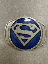 Superman Antique Pewter Icon Chest S Logo Belt Buckle Blue Grey Free Shipping