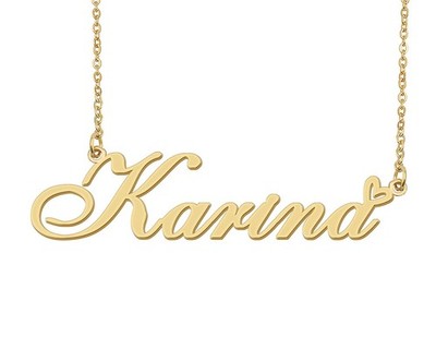 Karina Name Necklace Heart Charm Pendant 18k Gold Plated Stainless Steel Jewelry