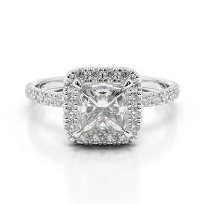 14K White Gold Princess Cut Lab Grown Diamond Engagement Ring for Women