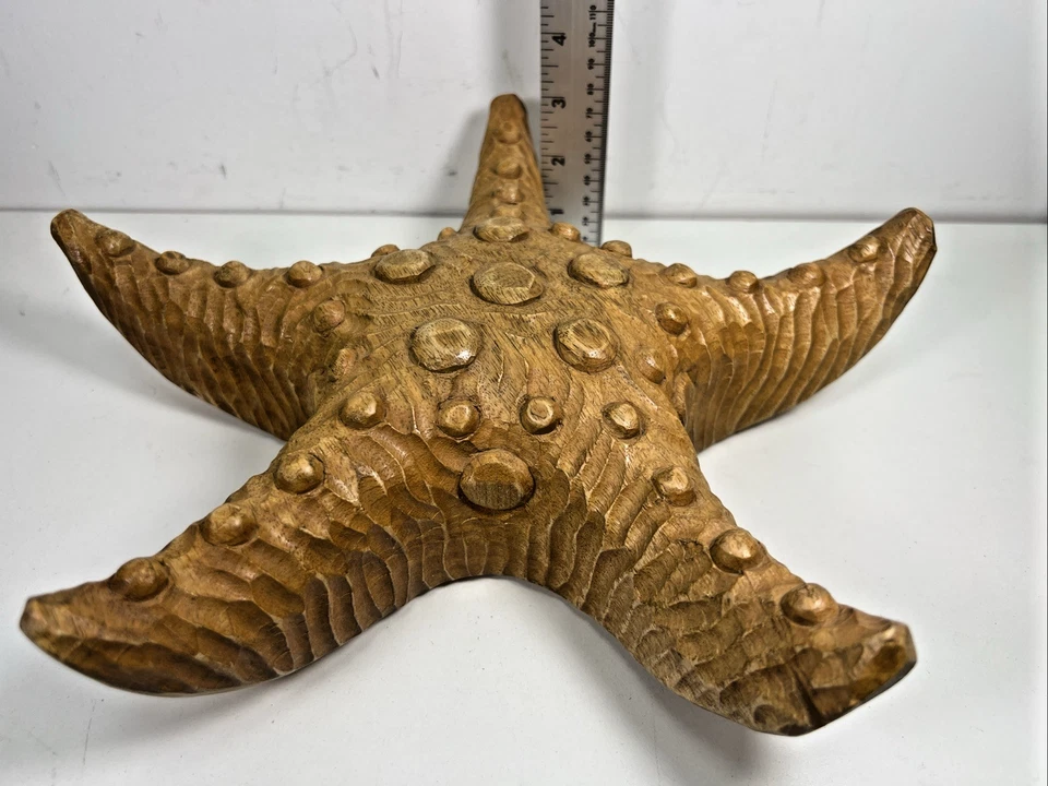 VINTAGE OLD LARGE CARVED WOOD STARFISH OCEAN BEACH PRIMITIVE - Image 4 of 4