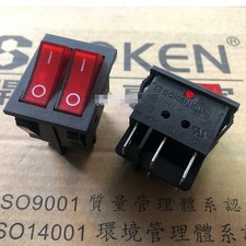 3pcs SOKEN RK1-23 Double Button Rocker Switch 6Pins 16A 250VAC Red Lamp  #rt