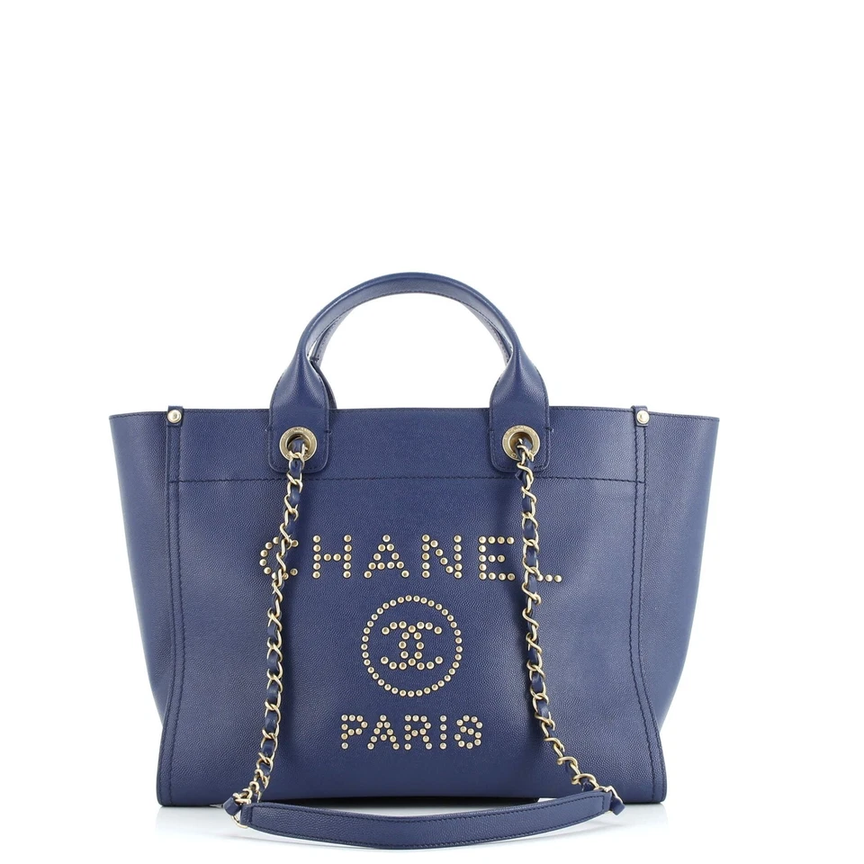 Chanel Deauville Tote Studded Caviar Small