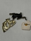 Lot of 3 Cat Themed Pins Gold Tone Ceramic Brooches — photo 5