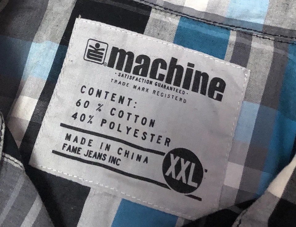 EUC Machine Mens Size XXL Two Buttoned Pocket Roll Up Plaid L/S Western Shirt - Image 4 of 4