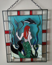 17"x13.5" Mermaid Under the Sea Tiffany Style Stained Glass Window Suncatcher