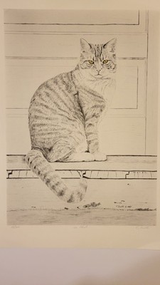 Artistic Signed Dot Print by F. Scott, Portrait Of A Tabby Cat