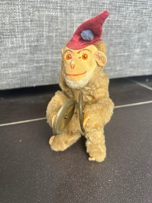 Vintage 1950's Max Carl Windup Monkey Playing Cymbals - Germany
