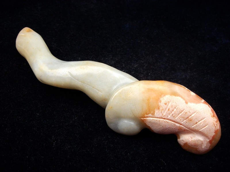 Old Nephrite Jade Stone Carved Sculpture Blessing Ru-Yi #06212504