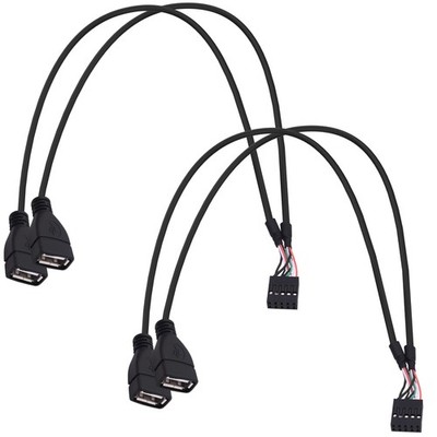 2 PCS 50cm USB 2.0 10 Pin Header To Dual USB Type A Adapter Splitter Cable