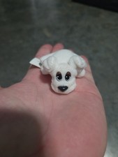 1995 Lewis Galoob Toys Pound Puppies Mini 2.5" Solid White Black Nose Perky Ears