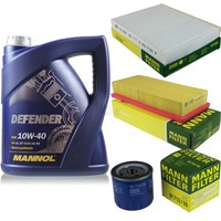 MANN-FILTER Inspektionspaket 5L Mannol Defender 10W-40 FüR Fiat Punto 1.2 60