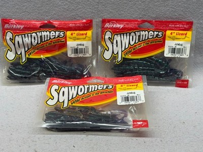Obsolete Vintage Berkley 4''  Sqwormers Lizards (3) 15 Pks