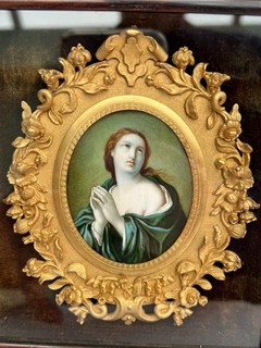 Outstanding Grand Tour Miniature Portrait Painting of Madonna.