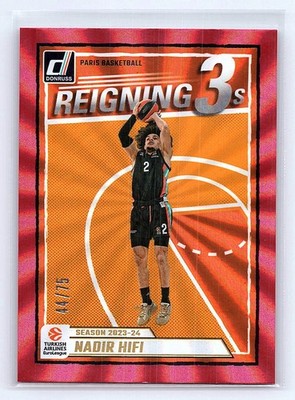 Nadir Hifi 2024-25 Donruss EuroLeague #9 Reigning 3s Red Laser #/75