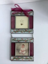 VTG Carr Hanging Double Stained Glass Press Flower Picture Frame 