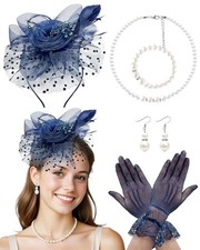 Fascinator Hat for Women Tea Party Headband Tea Party Navy Blue Fascinators Hat