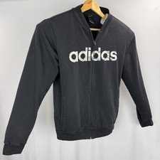 Adidas Full Zip Jacket Mens Medium Black Soccer Cotton Blend Fleece Lightweight