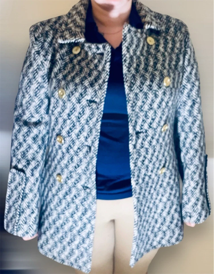 COACH女式冬季套装人字形双排扣豌豆大衣,12 & News 男孩帽子 — 第 4/4 张图片