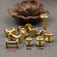4-20mm Nail Brass Solid Rivets Stud Head Flat Belt Screw Leather Craft