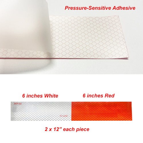 "Remolque RV 10 piezas DOT-C2 Conspicuity cinta reflectante 2x12"" rojo blanco tira camión" - Imagen 2 de 5