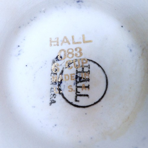 Hall Pottery 6 Cup Tea Pot #083 Dark Cobalt Blue with Gold Trim Decoration - Picture 8 of 10