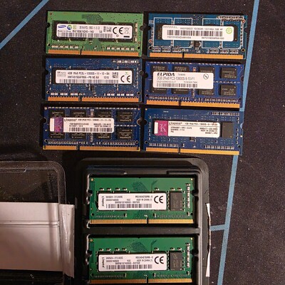 LOT (8) Chips - 12800s/10600s/19200 Laptop Memory - 1gb to 8gb Kingston Hynix
