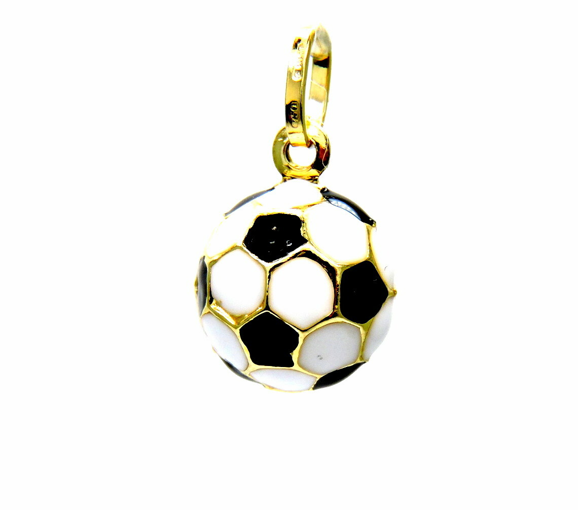 Pendentif Or 18 Carats - Ballon De Football émaillé - Neuf Avec étiquettes
