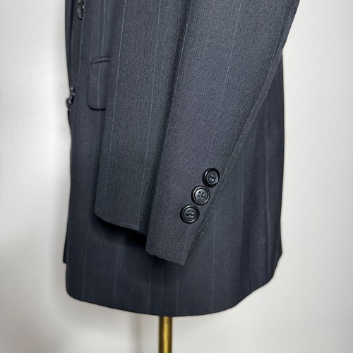 Towncraft Vtg Men's 42S Black Gray Two-Piece Suit 34W Pants Double Breast Stripe - Picture 3 of 14
