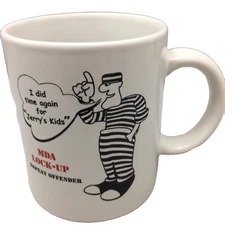 Jerry’s Kids MDA Lock-Up Coffee Mug Repeat Offender Jail Bird Prisoner 3 5/8"