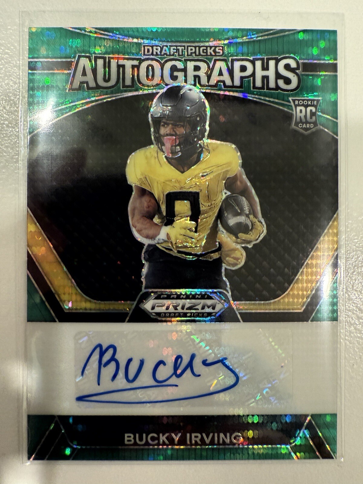 2024 Prizm Draft BUCKY IRVING Autograph Auto Green Pulsar RC /25 Oregon