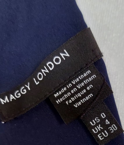 Maggy London Dress Size 0 V Neck Cold Shoulder Blue Bell Sleeve - Picture 7 of 7