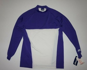 purple and white baseball shirt