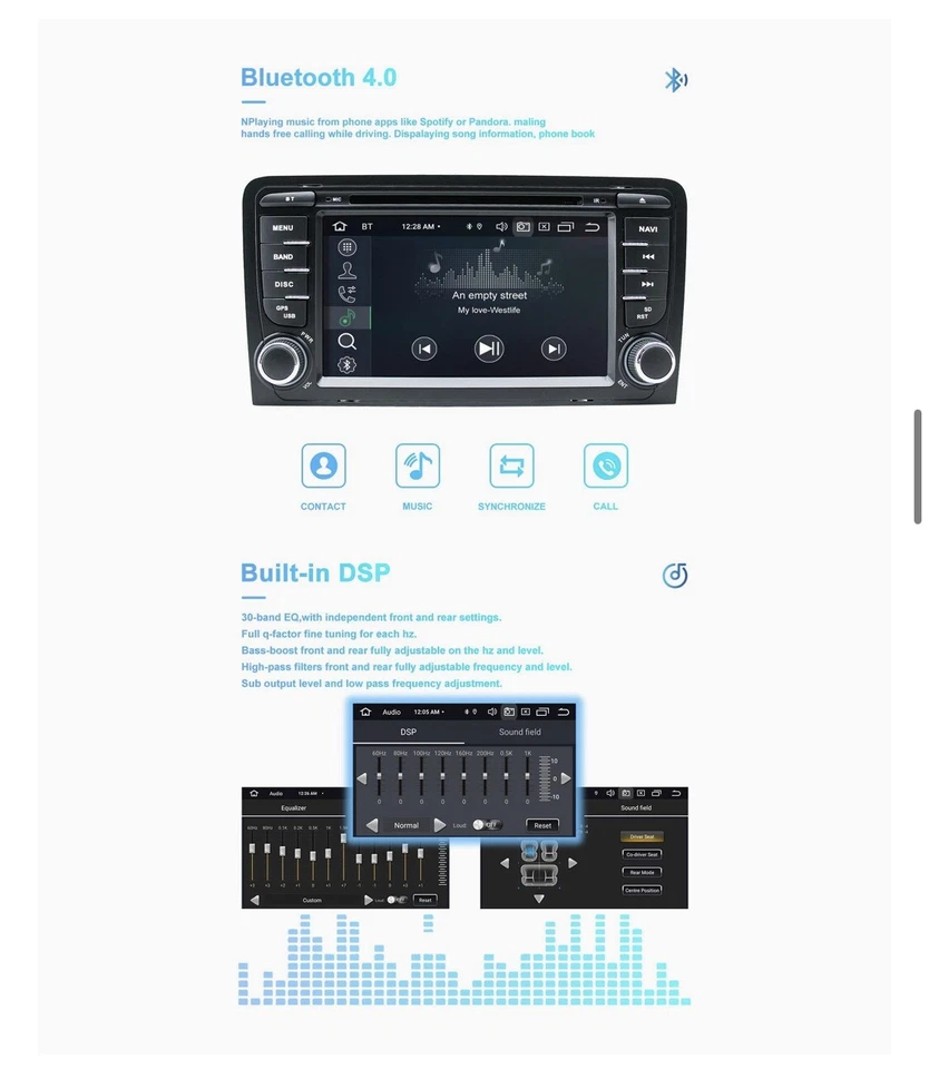 Autoradio Lettore Multimediale Per Audi A3 S3 RS3 Android 10 Octa Core 4GB/64GB - Immagine 4 di 4