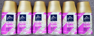 6 Glade Super Bloom Automatic Spray Refill Air Freshener Pink Peony Gardenia
