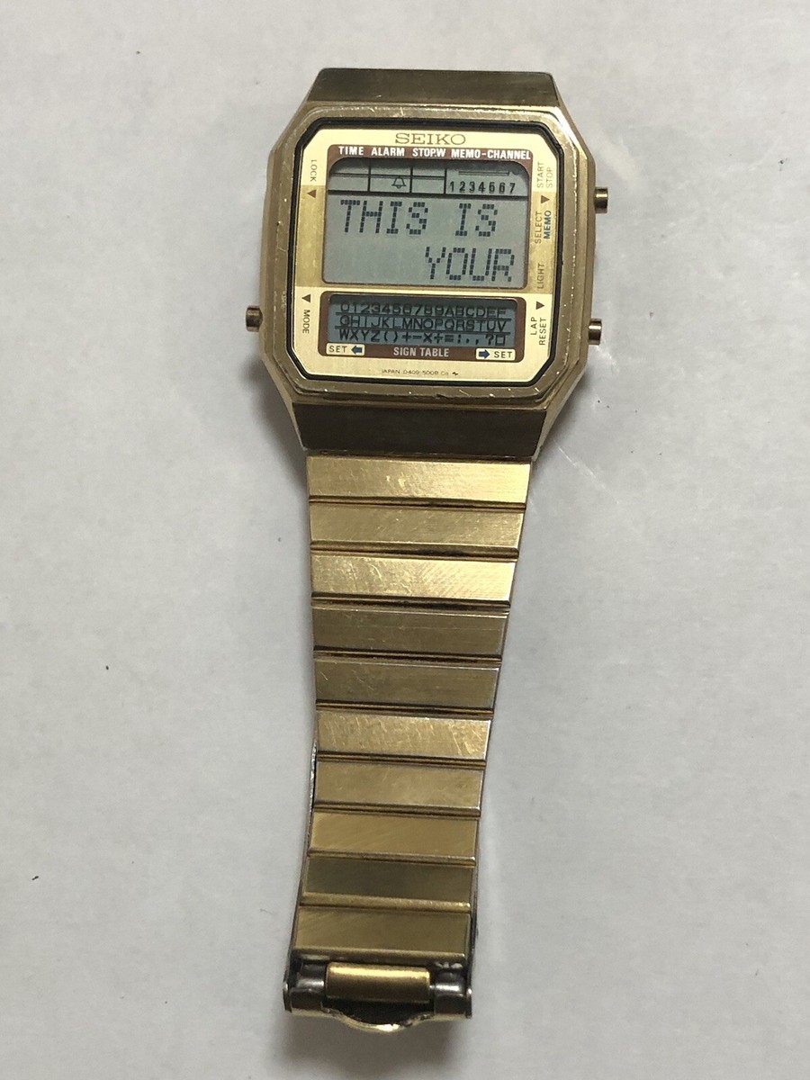 Vintage Seiko D409-5009 LCD Digital Watch - 1980's++*{Gold Tone