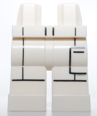 Lego White Minifigure Hips and Legs with Black Jumpsuit Outline and Side Pocket
