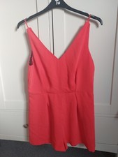 Topshop Size 12 Orange Playsuit  Black Lace Back Panel