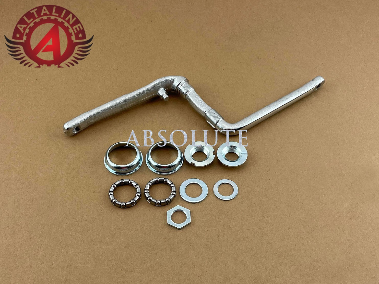 ALTALINE GT STYLE 175MM LONG ONE PIECE STEEL CRANK CHROME W/ BOTTOM BRACKET.