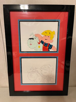 Dennis The Menace & Ruff Original Animation Cel & Sketch Framed 25 3/4'' x 18''