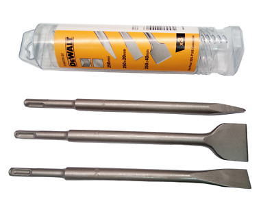 Dewalt SDS Plus Profi Meißel Set 3tlg Flachmeißel Spitzmeißel Breitmeißel Meisel
