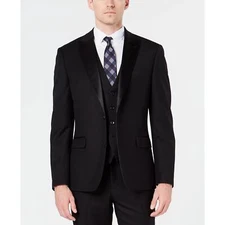 RYAN SEACREST DISTINCTION Black Slim-Fit Stretch Long Tuxedo Jacket SZ 40 