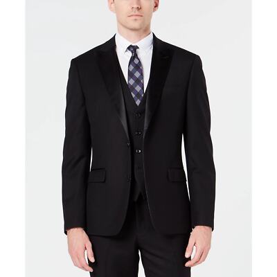 RYAN SEACREST DISTINCTION Black Slim-Fit Stretch Long Tuxedo Jacket SZ 40 