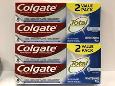 2 X Twin-PACK Colgate Total Whitening Toothpaste Gel, Mint 5.1 Oz Tubes